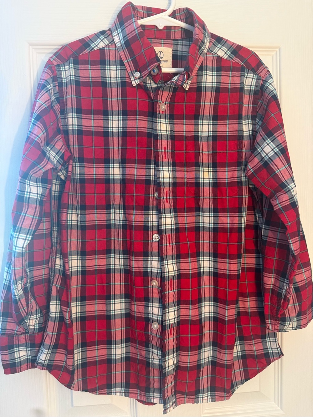 Lands' End Red Plaid Button-Down Shirt